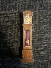 Vintage  Dolls House Furniture wooden Grandfather Clock Toy 