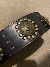 REAL LEATHER AMERICAN BULLDOG DOG COLLAR / 2 inch Wide- REAL LEATHER DOG COLLAR