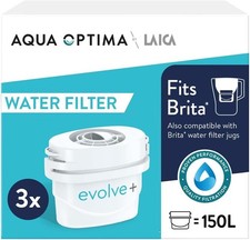 Aqua Optima Evolve+ Water Filter Cartridges 3 Pack Fits Brita Maxtra Jugs