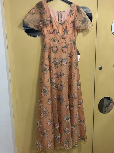Vintage 1950s peach floral - 1950s,