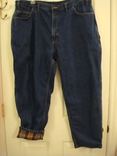 Men's Bernie Flannel Lined Carpenter Dark Denim Jeans Size 40 x 29 Tag says 30