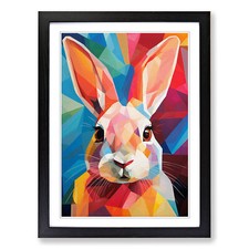 Rabbit Cubism Framed Canvas