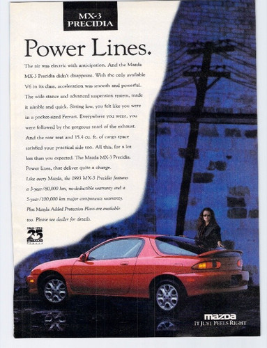 Vtg print 1993 mazda - ad,
