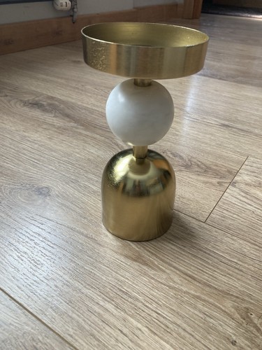Brass and marble pillar - and, candle