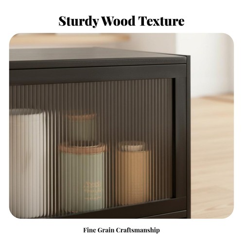 Sleek profile slatted - slatted, credenza