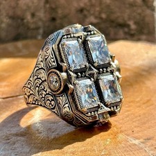 Men Silver Large Moissanite