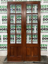 WOODEN FRENCH DOORS BROWN BEVELLED SINGLE GLAZED GEORGIAN BARS HARDWOOD USED