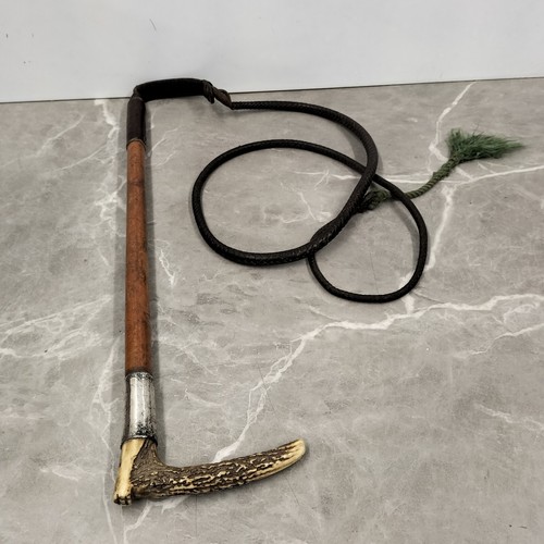 Antique silver mounted antler - silver,