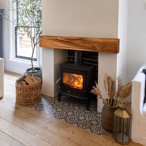 Rustic solid oak mantel - mantel, beam