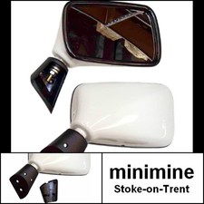 Classic Mini Rover Cooper Standard Door Mirror PAIR White Plastic sportspack