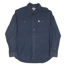 CARHARTT Mens Blue Workwear Cotton Blend Shirt L Durable Button Down Pockets