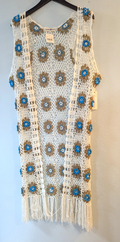 Floral crochet open - floral, vest