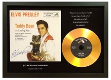 ELVIS PRESLEY 'TEDDY BEAR' SIGNED PHOTO GOLD DISC COLLECTABLE MEMORABILIA GIFT