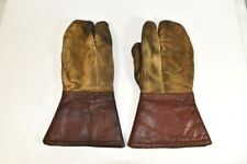 WW2 RAF Allied Air Force Leather Three Finger Bomber Gunner Mittens LARGE