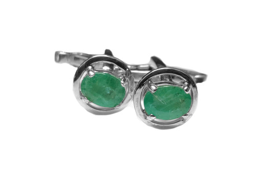 Natural emerald cufflinks - natural,