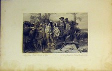 Original Old Antique Print