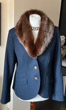 JOULES .WILLA,BLUE TWEED,PARADE,FUR TRIM ,EQUESTRIAN  SMART JACKET SIZE 16