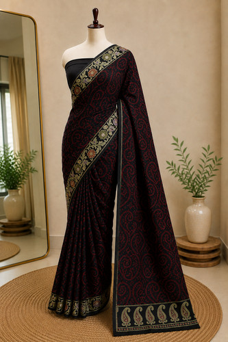 Black bandhni saree beautiful - saree,
