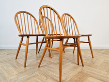 Ercol Windsor Vintage Mid Century Danish Design Solid Elm Hoopback Dining Chairs