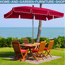Parasol Market Table Umbrella Rectangular UV-Resistant w/ Adjustable Tilt Red
