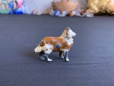 Collie Dog Miniature Figurine Lead Toy Painted Metal Puppy 1 3/8" Vtg