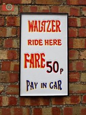 WALTZER SIGN, VINTAGE THEME HAND CARVED & PAINTED, Funfair CIrcus Fairground