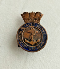 British Sea Cadet Corps - Ready Aye Ready - Vintage Enamel Badge, Good.