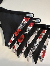 Halloween Black Red Skull Print Double Sided Bunting 2 Metres 10 Flags