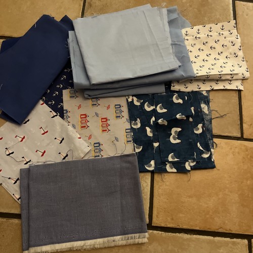 Blue nautical seaside fabric - blue,