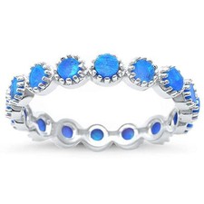 Round Blue Opal Eternity .925