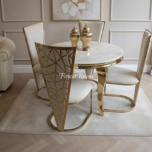 Louis cream gold round table - louis,