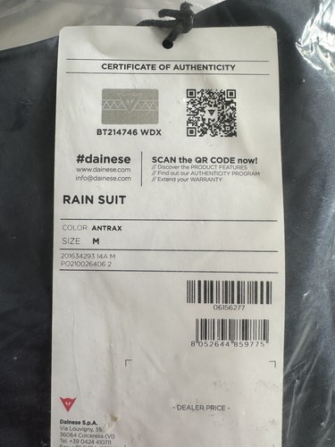 Dainese rain suit antrax size - dainese,