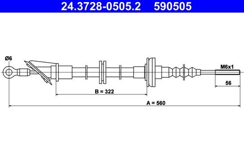 Clutch cable for - clutch, fiat