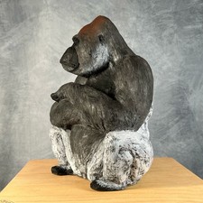 Hand Crafted Plaster Gorilla Sculpture Ornament Abstract Ape Art Statue Animal
