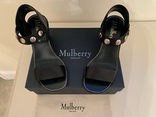 Mulberry Capri Mary Jane Shoes Black with Silver Metal Studs Size 5 38 Pre Loved