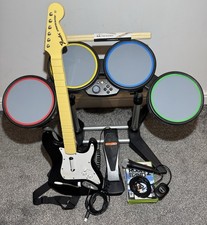 Xbox 360 Rock Band/ Guitar Hero Band set + Games Bundle Working - Wired -