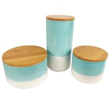 Set of Three Canisters Aqua