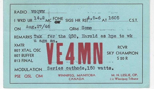 Qsl 1946 winnipeg mb canada - ,