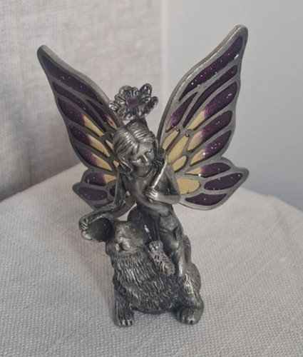 Vintage pewter fairy with - pewter, (with