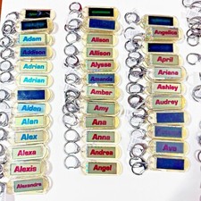 A, B, C  Acrylic Blinking Solar Powered Key Chain 4.25” Long w/Snap Ring, w/NAME