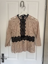 Ladies Zara Nude Black Long Sleeveless Top Blouse Size Xs