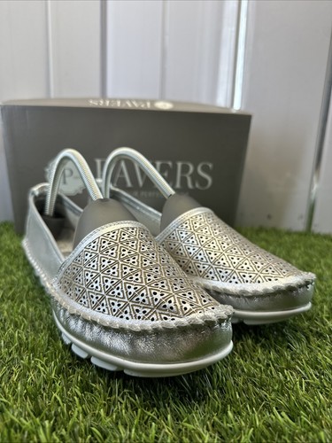 Ladies pavers silver loafers - pavers,