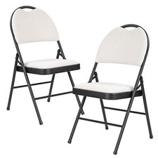 Folding Chairs Padded Fabric Studying Dining Office Event Chair White Grey Beige