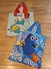 Childrens Toddler Bath Swim Beach Towel Over The Head Hooded Poncho Ariel Nemo