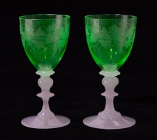 Pair Antique Wine Glasses with
