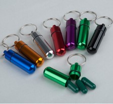 Pill Box Key Drug Chain Holder Waterproof Aluminium Tablets Medicine Container 