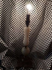 Vintage Brass Onyx Marble Table Lamp Makers Mark GEC General Electric Company