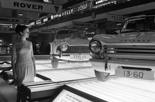 Model with the triumph tr5 - with,