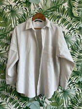 Zara white corduroy button up shirt size L