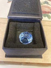 Beautiful Rosenthal Designer Blue Crystal Glass Pendant on Leather Tie - Boxed